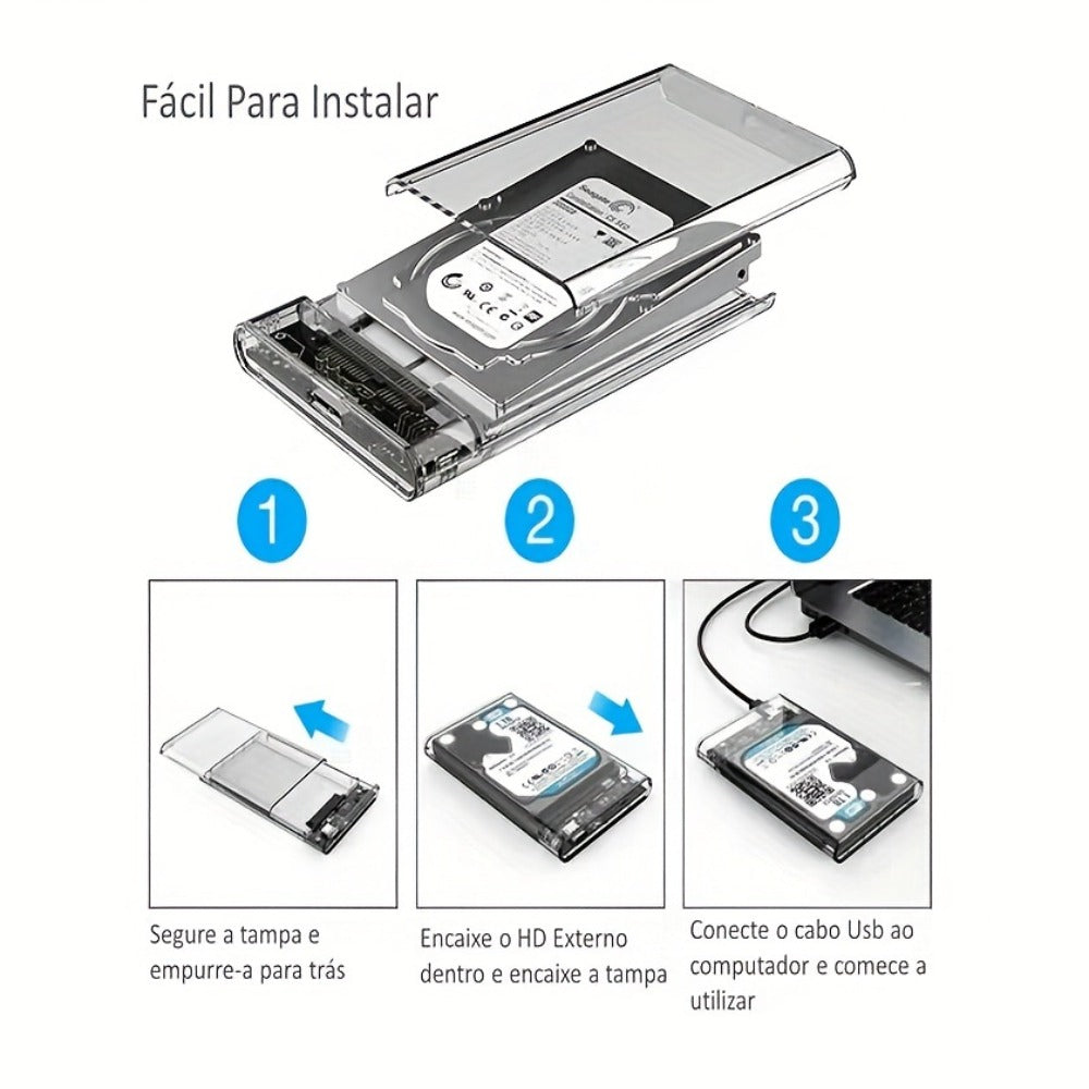 2.5 Inch External Hard Drive Enclosure USB 2.0 to SATA III Converter - Supports Up to 6TB HDD SSD, UASP High-Speed Transfer, Tool-Free Installation, ABS, Compatible with 7mm & 9.5mm Drives (Drive Not Included)