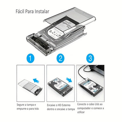 2.5 Inch External Hard Drive Enclosure USB 2.0 to SATA III Converter - Supports Up to 6TB HDD SSD, UASP High-Speed Transfer, Tool-Free Installation, ABS, Compatible with 7mm & 9.5mm Drives (Drive Not Included)