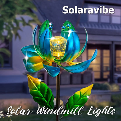 Solar Garden Light Rotating Windmill Flower with Color-Changing LED and Purple or Blue Options