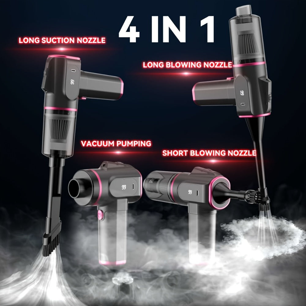 Cordless Handheld Vacuum Cleaner with Suction and Blowing Modes, USB-C Cable and Four Nozzle Attachments