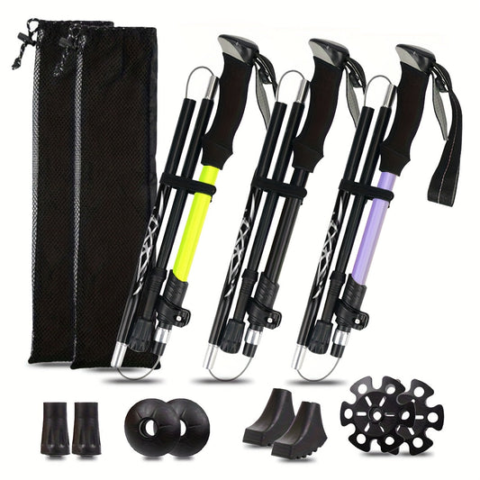 Folding Trekking Poles 7075 Aluminum – Ultralight Collapsible Hiking Walking Sticks with Anti-Slip Ergonomic Grip for Men & Women | 2-Pack
