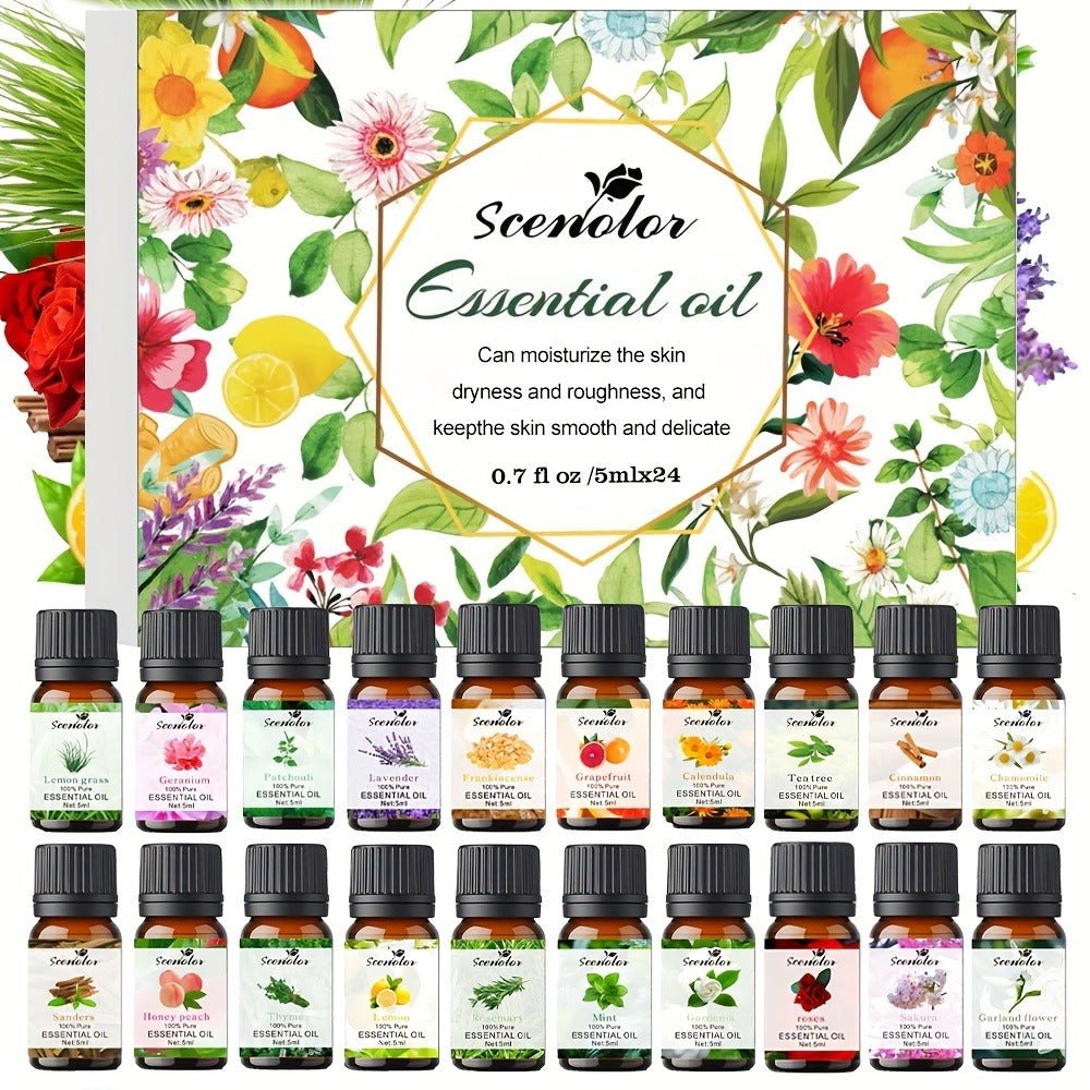 Floral and Fruity Fragrance Oil Gift Set with Choice of 12 or 24 Mini 5ml Bottles for Diffuser Use