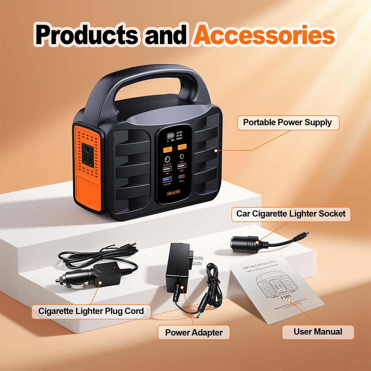 Portable Power Station 300W 296Wh - 13 Outputs, AC/USB-C PD100W/QC3.0/DC, LED Flashlight, for Camping, Road Trips, Emergency & Home Backup Power