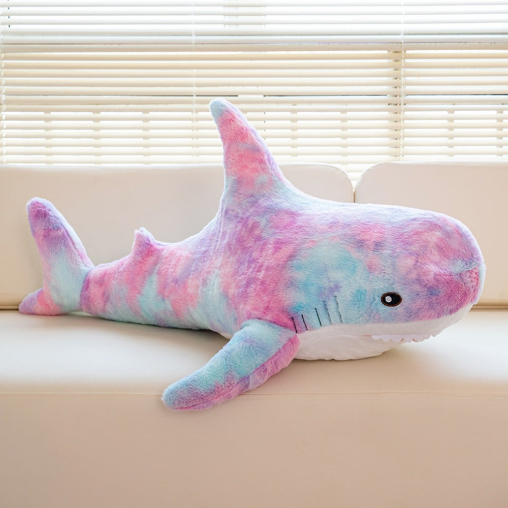 Plush Toy – Jumbo Shark Pillow 24-Inch in Blue, Grey, Blue-Pink or Rainbow Colorways and Ocean Decor