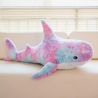 Plush Toy – Jumbo Shark Pillow 24-Inch in Blue, Grey, Blue-Pink or Rainbow Colorways and Ocean Decor