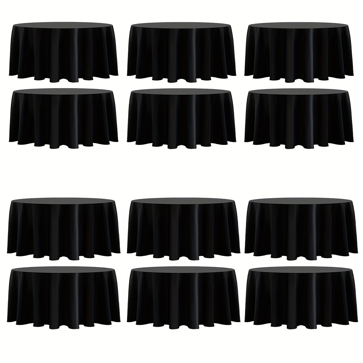 120-Inch Round Tablecloth Multipacks in Black or White with Six-, Twelve- or Eighteen-Piece Options