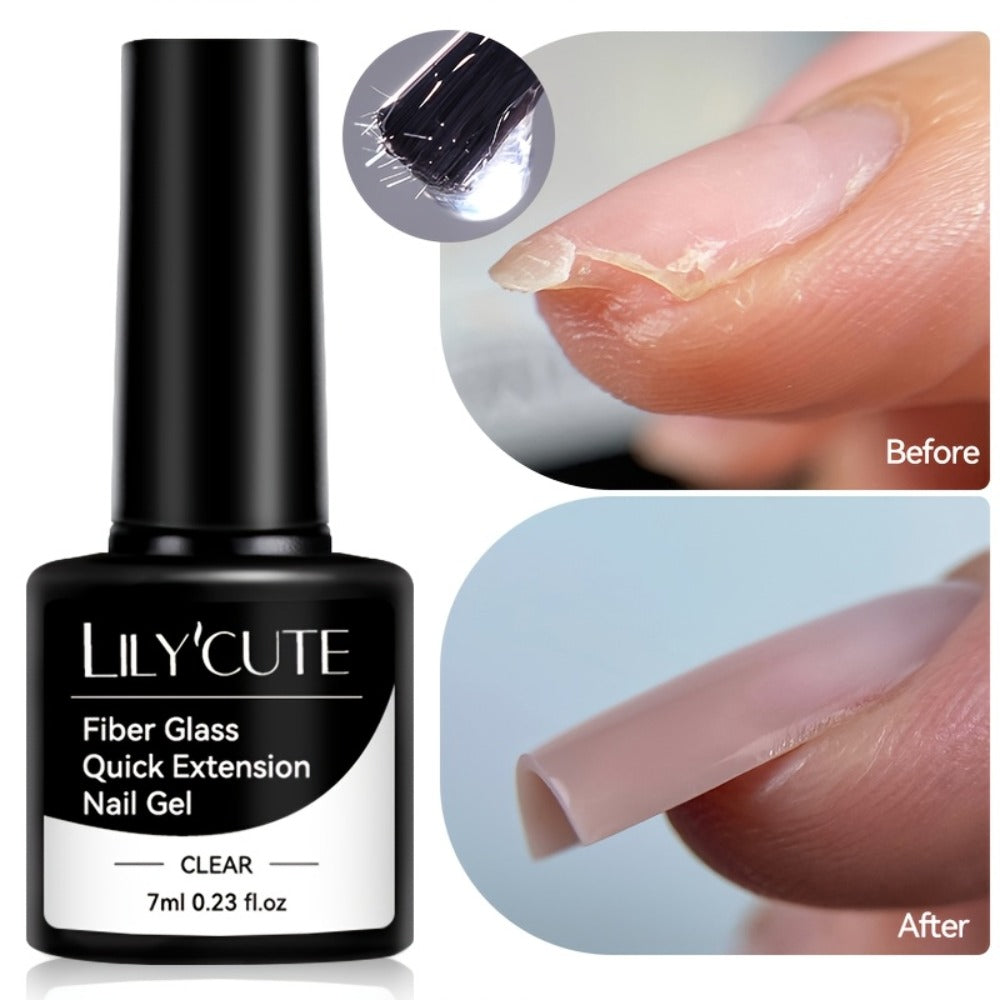 Clear Fiberglass Builder Gel 3-Pack, 7ml Bottles for Broken Nail Repair and Extensions with UV or LED Lamp Curing