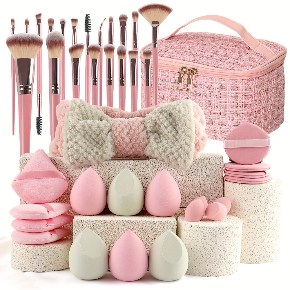 Makeup Brush Set, 41- or 47-Piece Synthetic Bristle Collection with Face Brushes, Eye Brushes, Sponges and Storage Bag