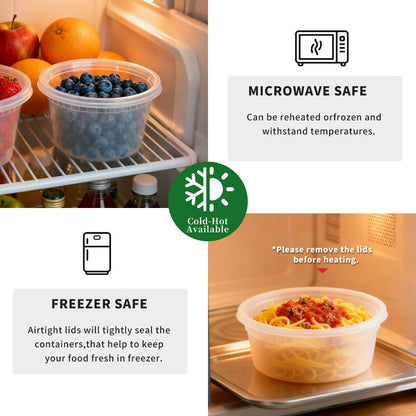 Deli Containers with Lids 48 Pack 8oz | BPA-Free Leakproof Meal Prep Containers | Microwave Dishwasher Freezer Safe Stackable Food Storage for Takeout Meal Preparation