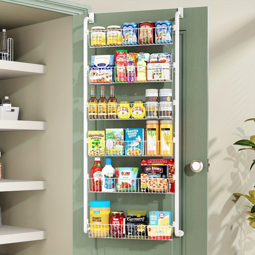 Over The Door Organizer - Multi-Layer Pantry Storage Rack for Kitchen Bathroom Laundry Room, Space Saving Door Hanging Shelf