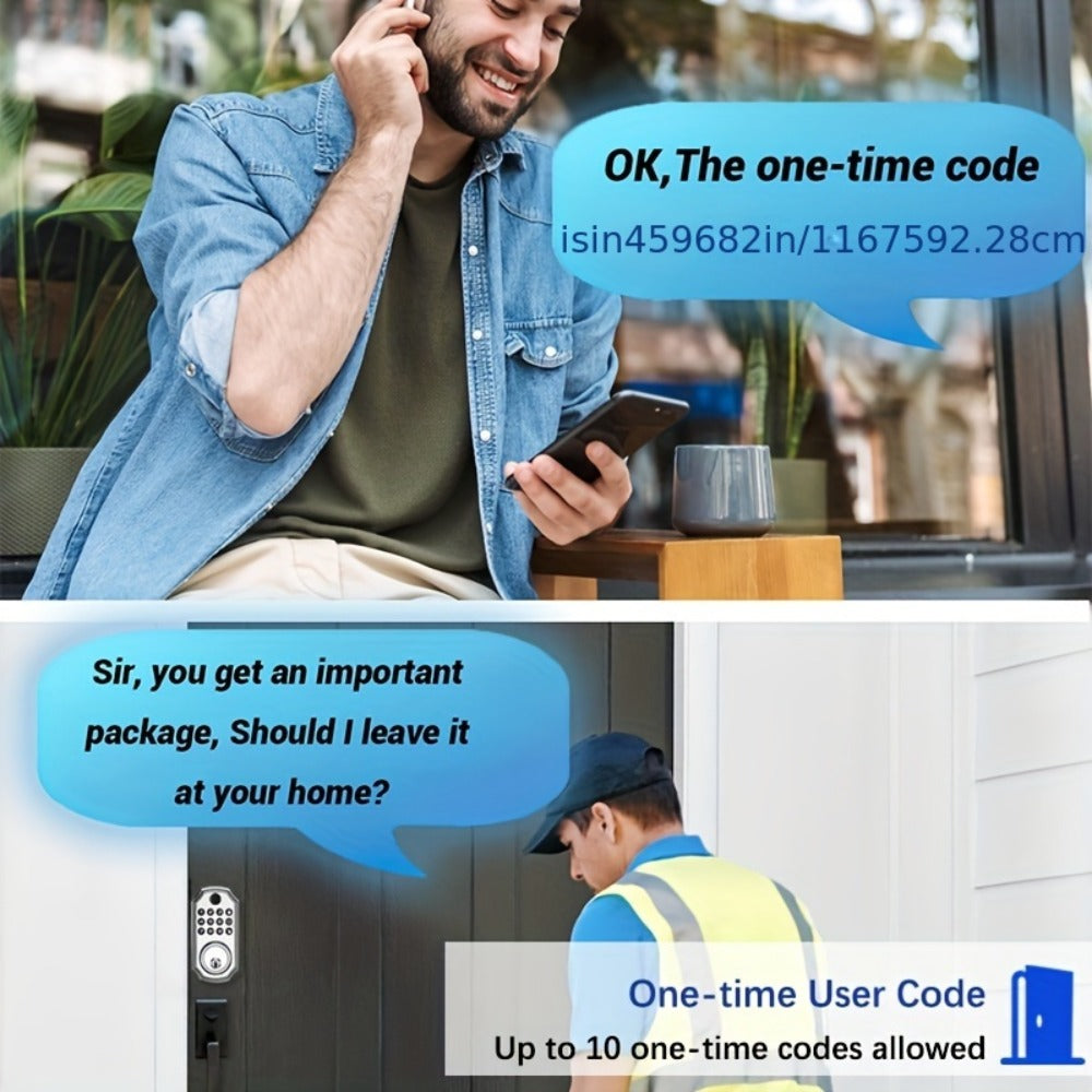 Voice Guided Keypad Deadbolt with Fingerprint, PIN, One-Time Visitor Code & Key, Backlit Keypad, Auto Lock
