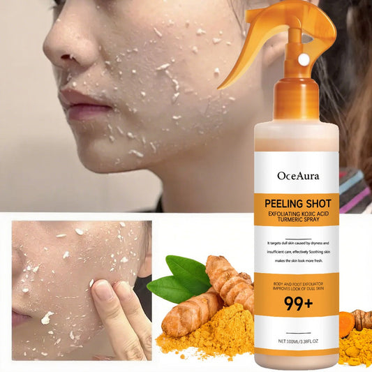 Kojic Acid Turmeric Brightening Spray 100ML Exfoliating Body Spray for Even Skin Tone Dark Spot Corrector for Face Body Legs Hands Kojic Acid Serum Spray Skin Smoothing Keratin Cleansing Mist
