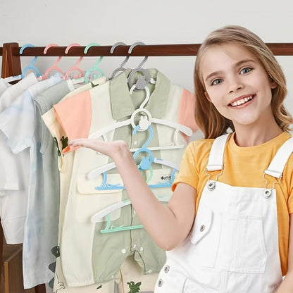 Adjustable Kids Clothes Hangers in 20 or 60-Piece Packs, 11–14 Inch Width Range and Four Nursery Colors