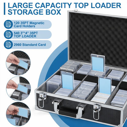 Aluminum Trading Card Storage Case with Key Lock and Three Interior Layout Options for Graded Slabs