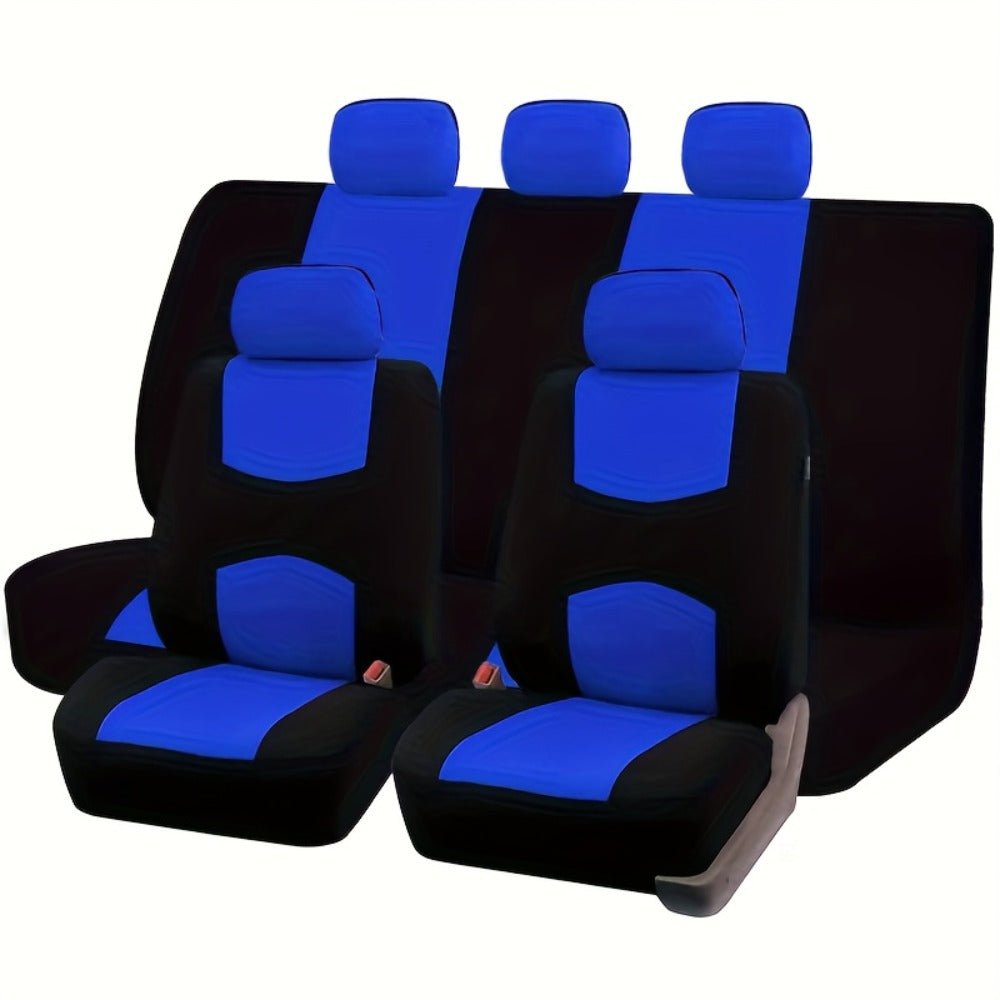 Universal Car Seat Covers Full Set – 5-Seat Breathable Knit Fabric, All-Season Wear-Resistant Protection for Front & Rear Seats | 16 Colors