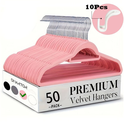 Velvet Hangers Non-Slip Slim Space Saving Clothes Hangers, Premium Flocked Suit Hangers for Closet Organization, Ultra Thin Strong Coat Hangers for Shirts Dresses Pants, 20 or 50 Pack Black Beige Pink