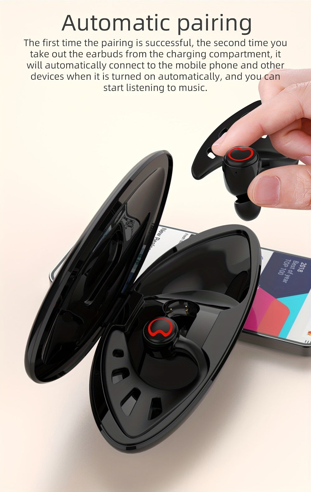 Wing-Style Ear-Hook TWS Wireless Earbuds with Oval Charging Case in Black, Green or White Options