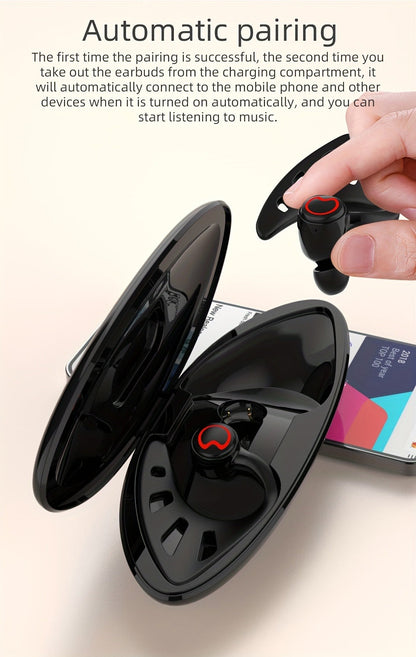 Wing-Style Ear-Hook TWS Wireless Earbuds with Oval Charging Case in Black, Green or White Options