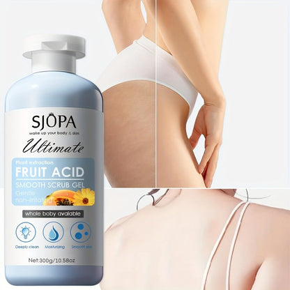 Body Scrub Exfoliating Gel Set 300g with Bath Cloth — Aloe Vera Papaya Chamomile Deep Cleansing Moisturizing Whole Body Scrub for Women Men All Skin Types, Brightening Spa Gift