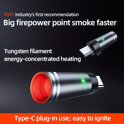 USB Type-C Electric Lighter – Aluminum Alloy Flameless Rechargeable Lighter, No Battery, Windproof – Ideal for Daily Use, Travel & Carry-On Airplane Safe