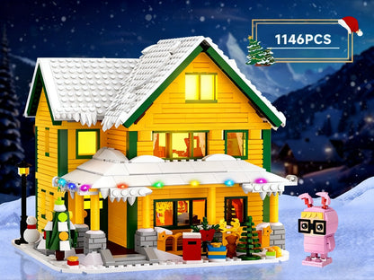 Christmas Story Building Blocks Set 1146 Pcs – LED Lit Classic Movie Style Christmas House Model Character Figures Holiday Display Decoration Family Gift Adults Kids