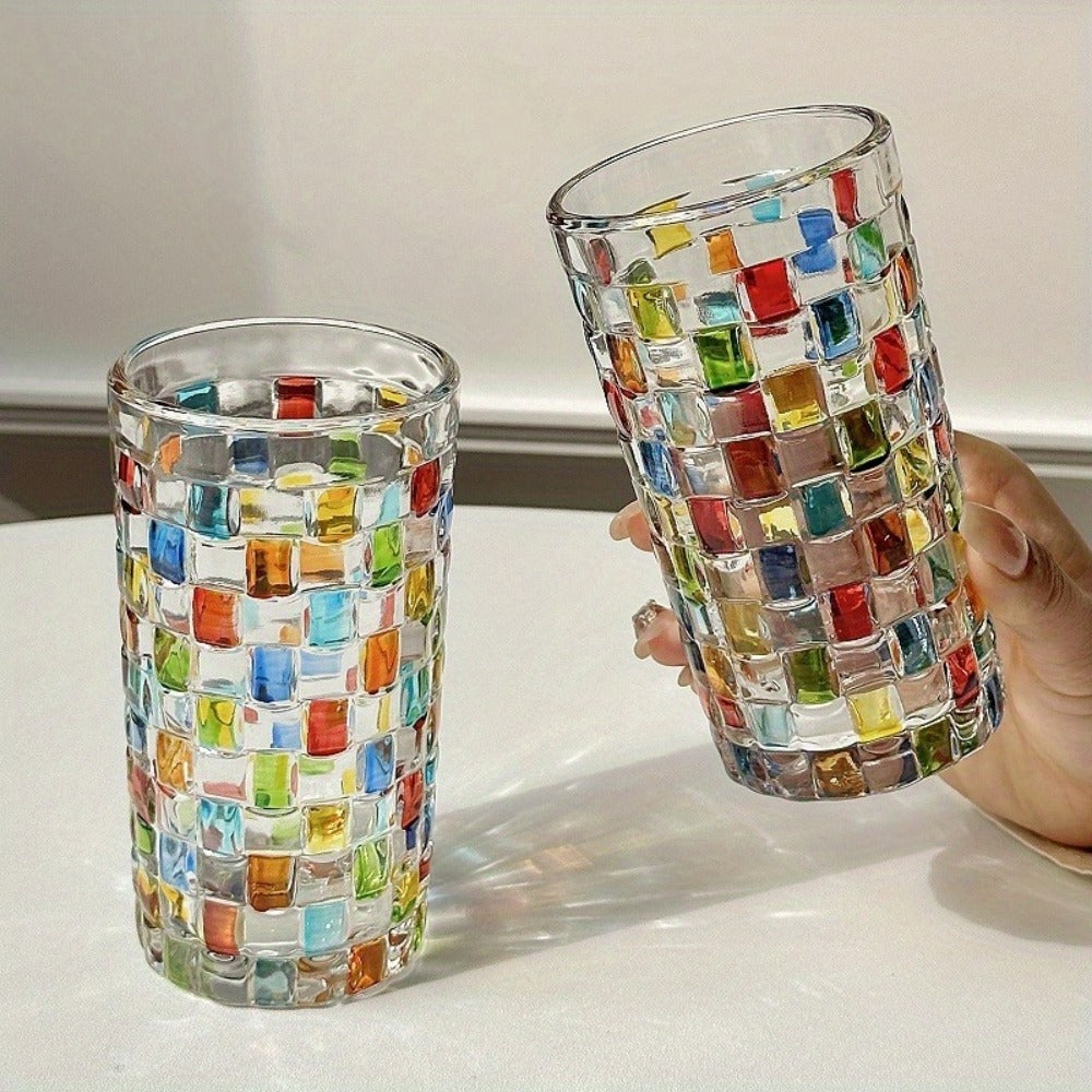Color-Block Drinking Glass Set with Four Checkout Configurations, Two Heights and Two- or Four-Piece Packs