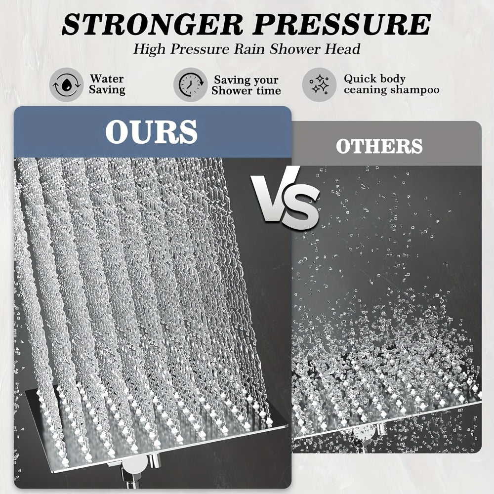 High-Pressure Handheld Rainfall Shower Head Combo with 11-Inch Extension Arm and Six Size-Finish Options