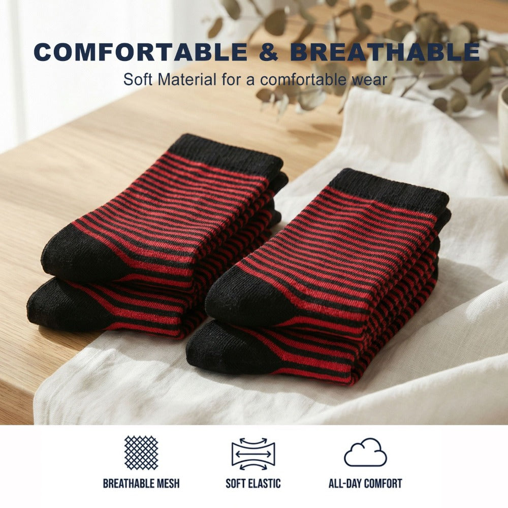 Four-Pair Extra-Wide Crew Sock Set in Mixed Colors with Non-Binding Cuffs and L or XL Size Options