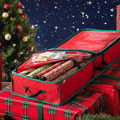 Storage Bag, 40-Inch Holiday Organizer in Red or Green with Zipper Closure, Interior Pockets, Handles and Adjustable Straps