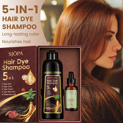 Hair Color Shampoo 5-in-1 Instant Gray Coverage Color Dyeing Conditioner 16.9oz – SJOPA No Ammonia Safe Natural Formula 12 Shades Unisex Men Women