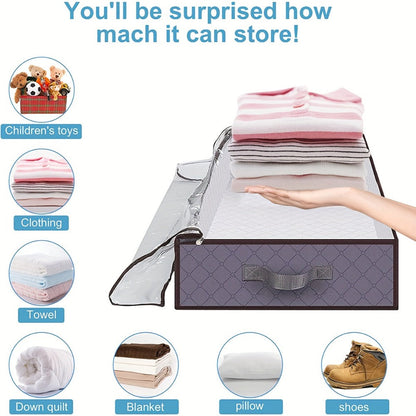 Collapsible Under-Bed Storage Bin Sets in 4- or 8-Piece Gray or Black Options with Zippered Lids