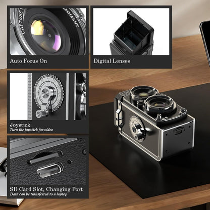 Digital Camera CHUZHAO Retro TLR-Style Model with 12MP Capture Marking, 1080P Video, Autofocus and Dual Filters