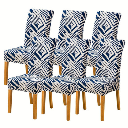 Printed Stretch Dining Chair Covers in Ten Patterns with Four- or Six-Piece Set Checkouts for Parsons Chairs