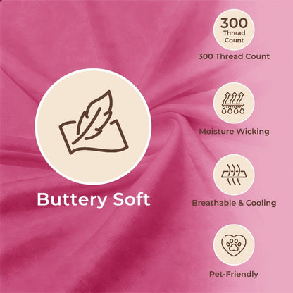 Bed Sheet Set 4-Piece Bamboo-Derived Rayon with Deep-Pocket Fitted Sheet in Twin, Full, Queen and King Sizes