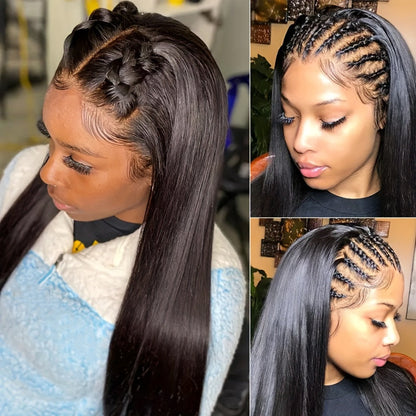 Lace Front Wig Straight Human Hair, 8-38 Inch Natural Color with 13x4 HD Front and 200% Density