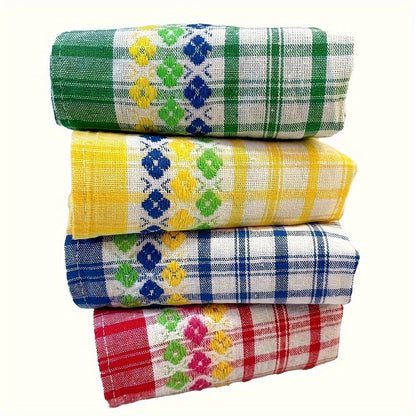 Kitchen Towels 4-Pack 18x28 Inch Extra Large Absorbent Dish Towels Set - Super Soft Quick Dry Farmhouse Stripe Tea Towels, Machine Washable