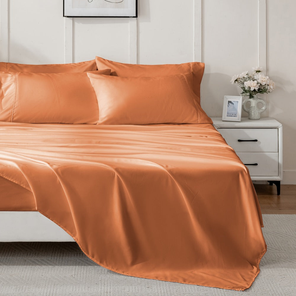 Bed Sheet Set Soft Breathable Cooling Microfiber Fitted & Flat Sheets with Deep Pockets – Wrinkle Free Hotel Luxury Bedding in Multiple Colors & Sizes