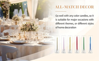 Hurricane Glass Candle Holders for Taper Candles | 11.8 Inch Tall Clear Cylinder Windproof Candlestick Stand for Wedding, Party, Christmas, Halloween & Home Decor - 2pcs / 10pcs Set