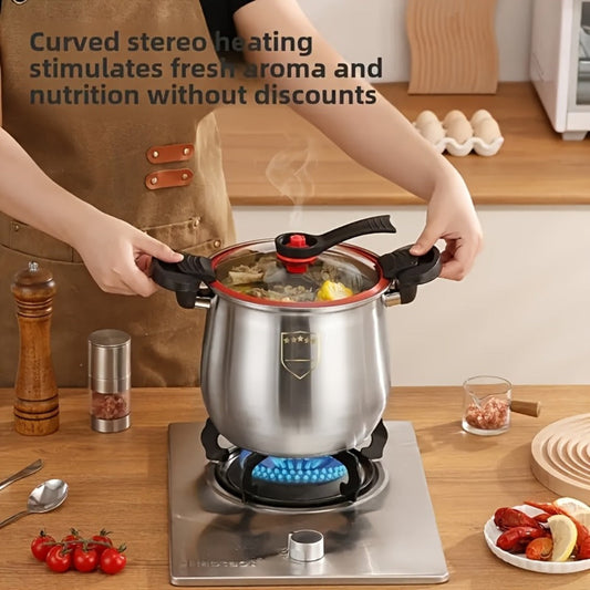 304 Stainless Steel Stew Pot Large Capacity – Food-Grade Non-Stick Multipurpose Cooker | Induction & Gas Stove Compatible Soup Pot for Home Kitchen | Durable Even-Heating Cooking Pot