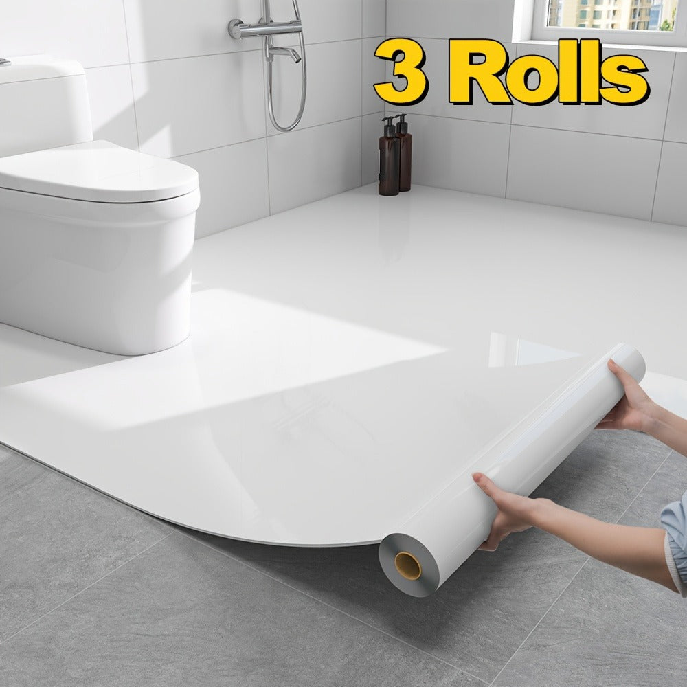 Self-Adhesive Marble Vinyl Floor Wallpaper 3 Rolls 23.62x197.75in - Oil-Proof Anti-Slip, for Entryways, Bedrooms and Living Spaces