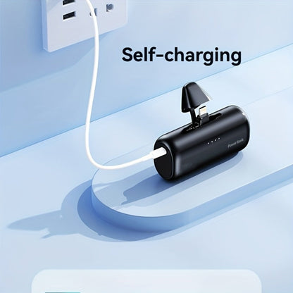 5000mAh iPhone Power Bank 2-in-1 Connector LCD Display Slim Portable Charger Compatible with iPhone 17 16 15 14 13 12 11 – Small Compact External Battery Pack 5V 2A Fast Charge