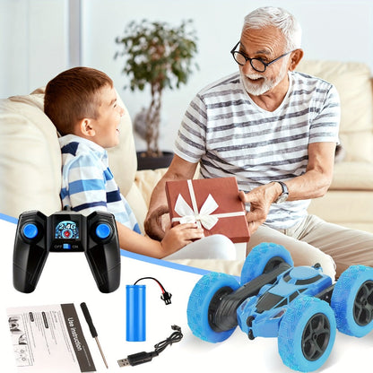 Remote Control Car, Double-Sided 360-Degree Flip Stunt Model with 2.4GHz Control, LED Lights and 1400mAh Battery