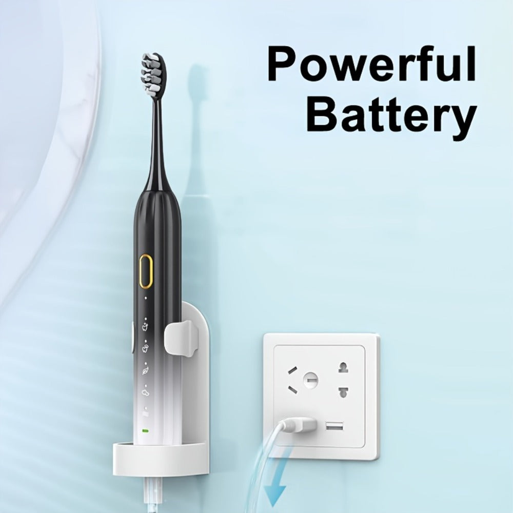 Sonic Electric Toothbrush IPX8 Waterproof USB Rechargeable with 5 Replacement Brush Heads, Smart Timer, Metal Shaft, Couple Design for Adults Men & Women — Black, Green Pink, Pink White