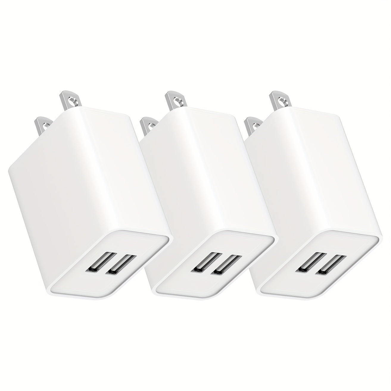 USB Wall Charger Cube Multi-Pack 2/3/4-Pack Dual Port 5V 2.1A with Short Circuit Protection, 100-240V Universal AC Adapter US Plug for iPhone 17 16 15 14 13 12 SE 11 Pro Max, Google Pixel, Huawei Android