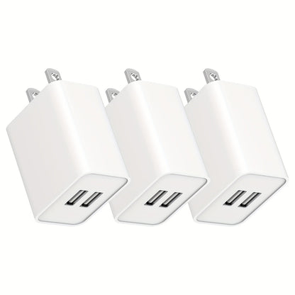 USB Wall Charger Cube Multi-Pack 2/3/4-Pack Dual Port 5V 2.1A with Short Circuit Protection, 100-240V Universal AC Adapter US Plug for iPhone 17 16 15 14 13 12 SE 11 Pro Max, Google Pixel, Huawei Android