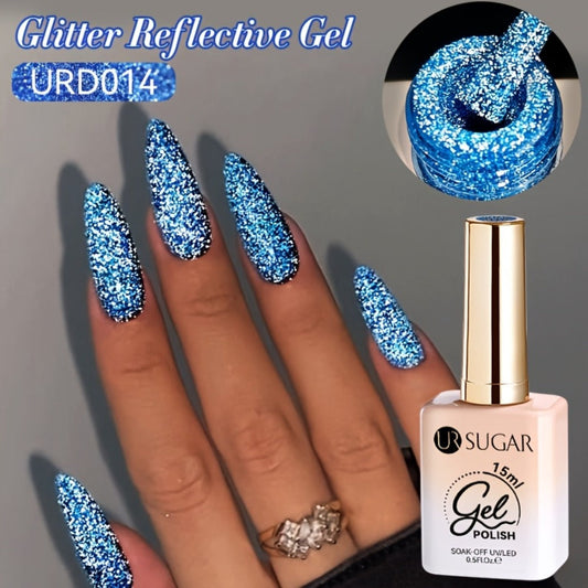 Gel Nail Polish – Reflective Glitter UR SUGAR 15ml Fluorescent Neon Shimmer UV LED Soak Off Semi Permanent Nail Art Varnish Manicure Set