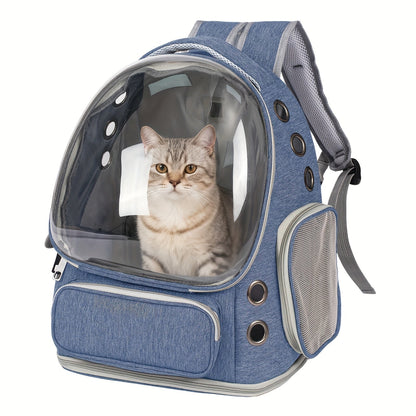 Cat Carrier Backpack Bubble Window Space Capsule Transparent Breathable Travel Bag for Cats & Kittens, Airline Approved Zipper & Pet Door Entry All-Season Cat Backpack, Black Blue Brown Green Gray Pink