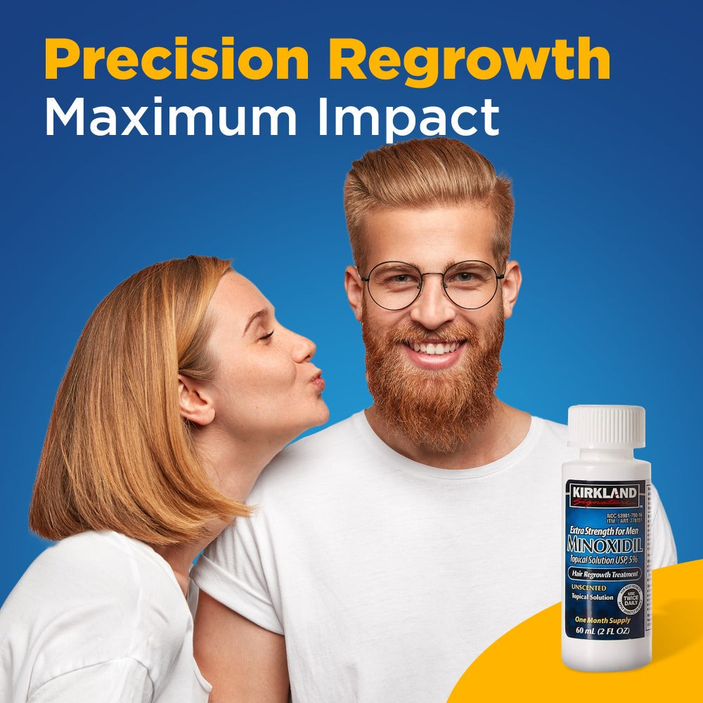 Minoxidil 5% Extra Strength Topical Solution for Men Hair Regrowth - Kirkland Signature 6-Month Supply, 6 x 60ml Bottles with Precision Dropper Applicator, Clinically Proven