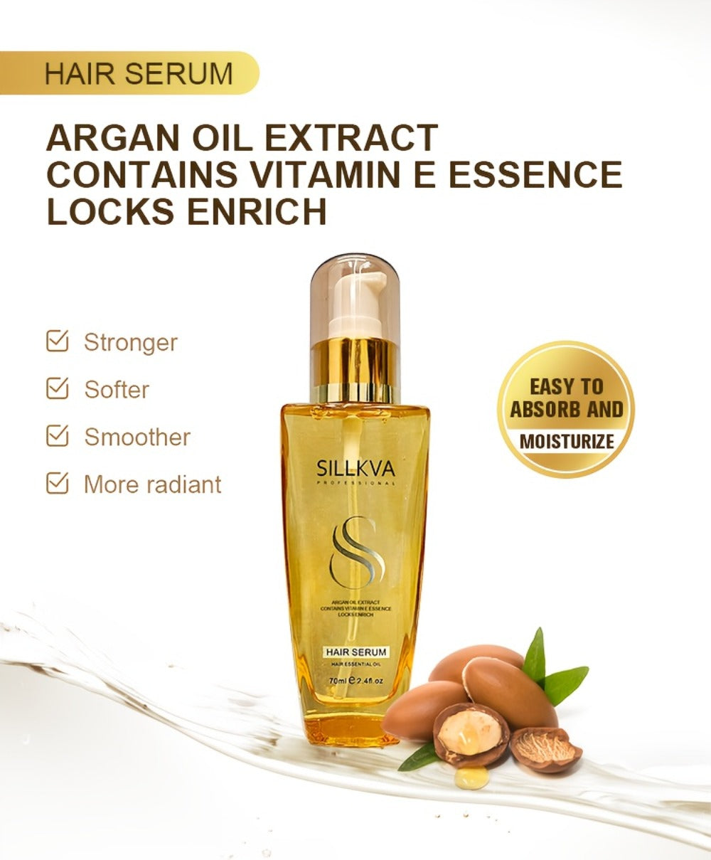 Extra Strength Argan Oil Hair Serum with Vitamin E — Deep Moisturizing Repair for Dry Frizzy Damaged Coarse Hair, Paraben-Free Sulfate-Free Lightweight Leave-In Shine Serum, Unisex, 1 Pc