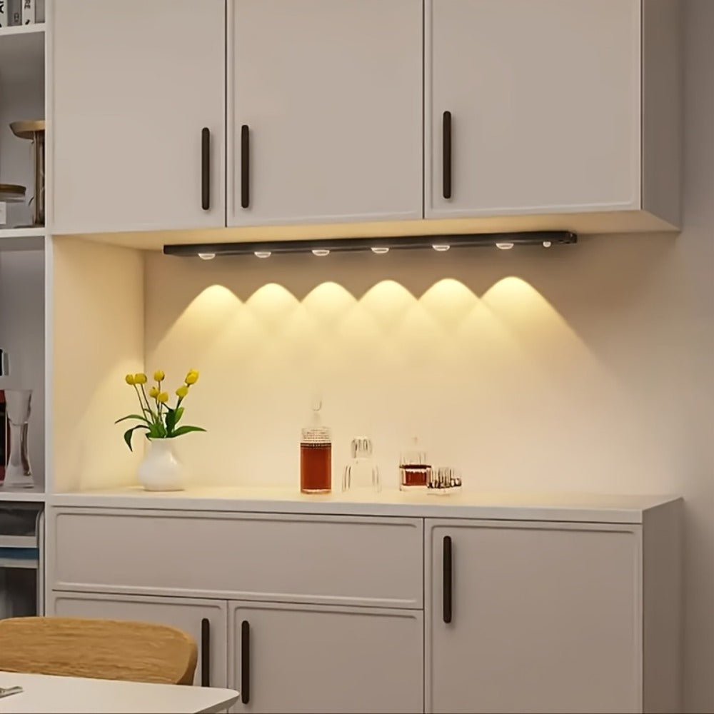 Motion Sensor Cabinet LED Strip Light USB Rechargeable 1400mAh - 3 Color Dimmable Wireless for Home Cooking, Dining and Outdoor Meals